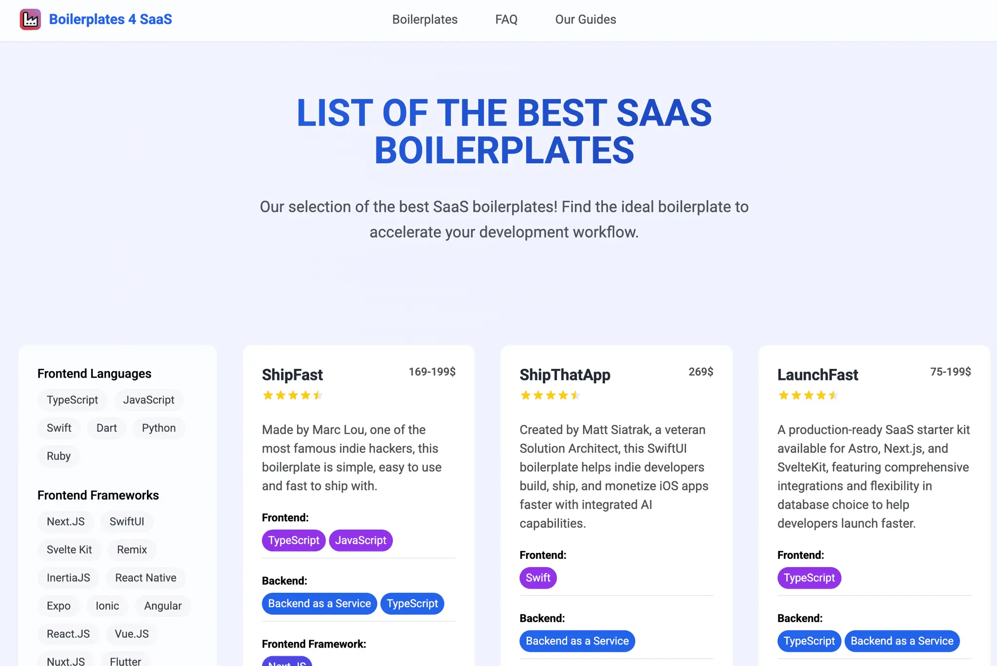 Screenshot 1 of Boilerplates 4 SaaS