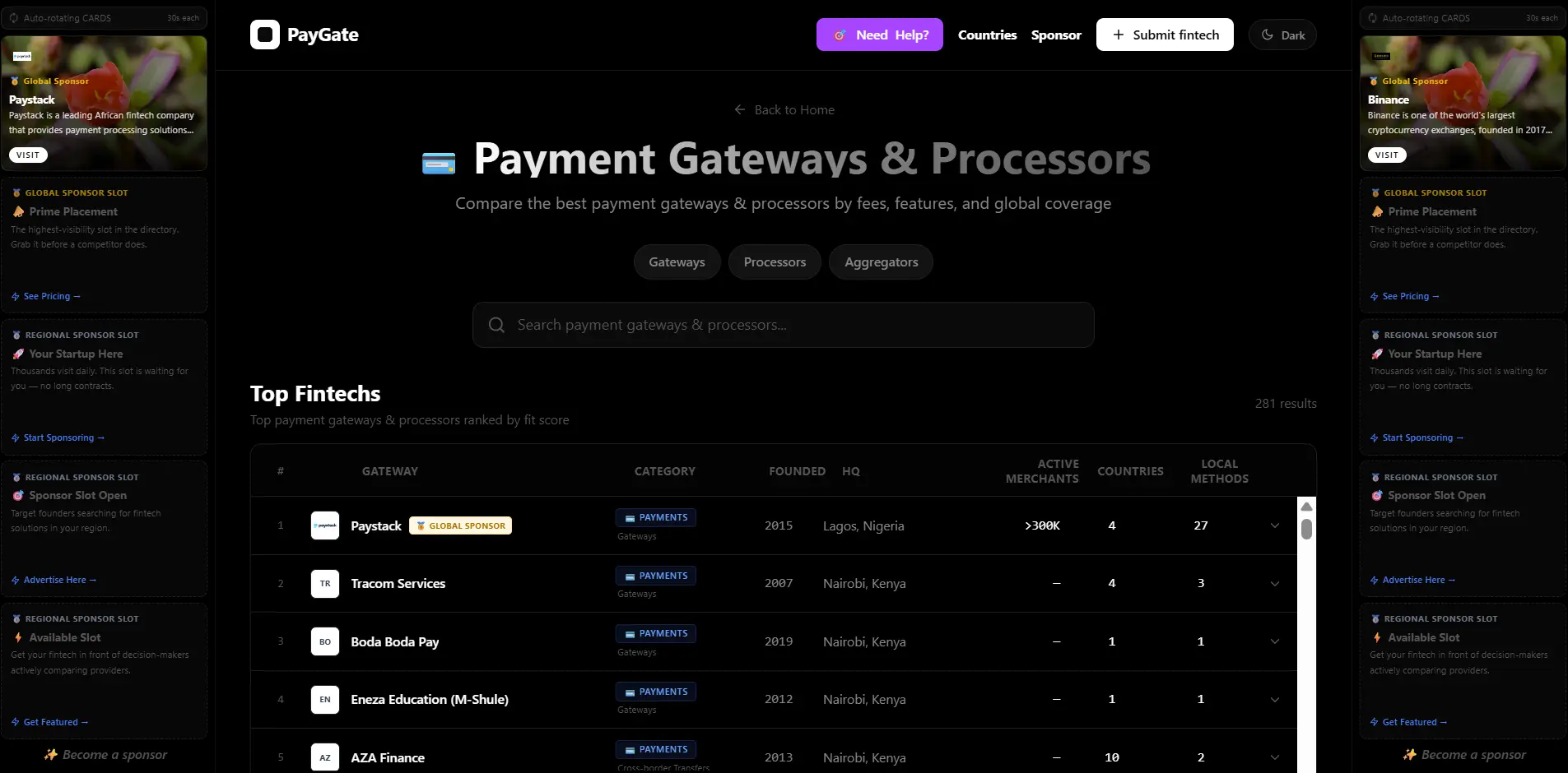 Screenshot 2 of Payment Gateway Directory