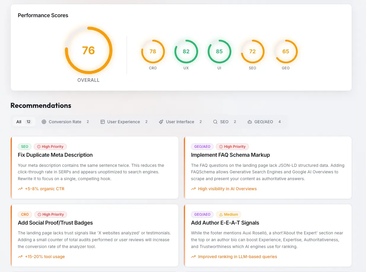Screenshot 2 of SEOCROAUDIT.COM