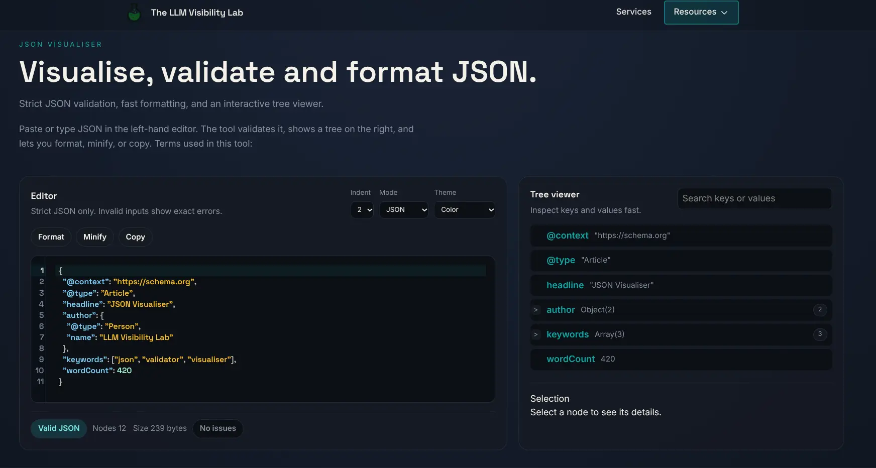 Screenshot 1 of JSON Visualiser