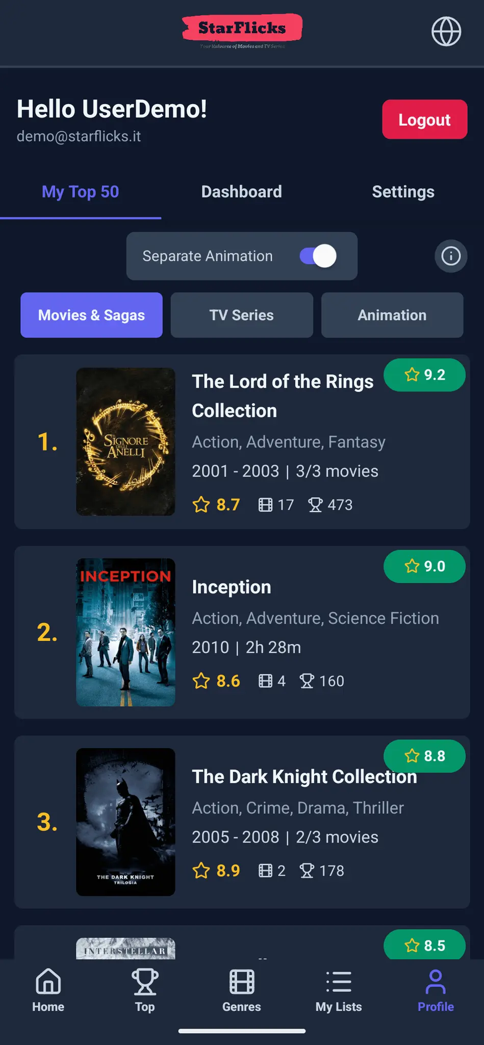 Screenshot 2 of StarFlicks