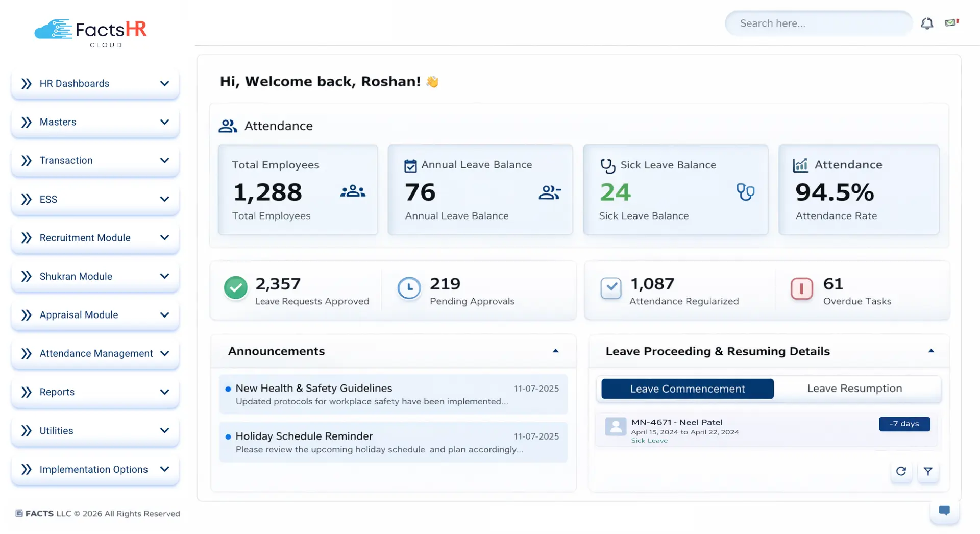 Screenshot 1 of FactsHR Cloud