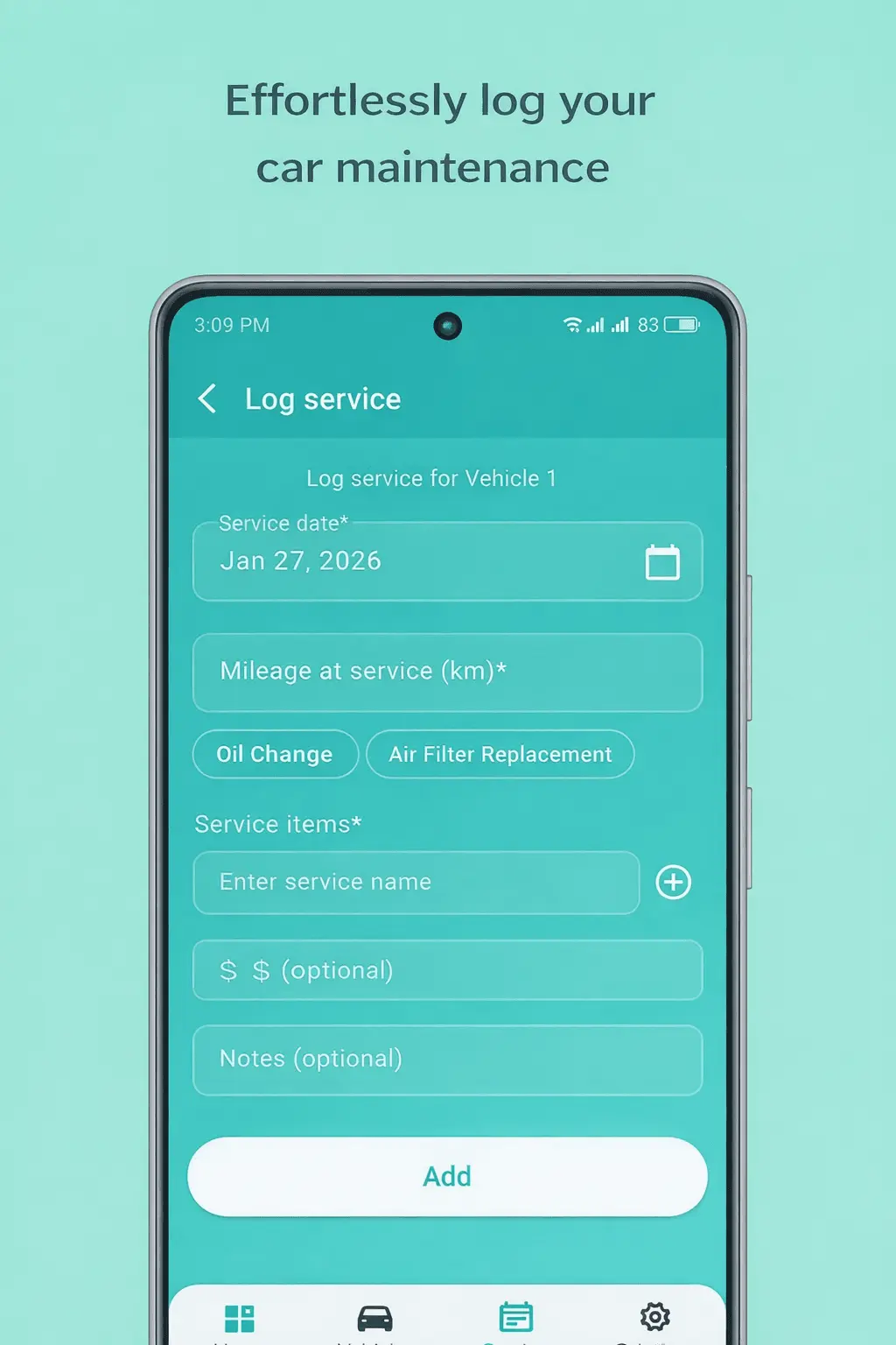 Screenshot 1 of MyCar Care – Service Tracker.