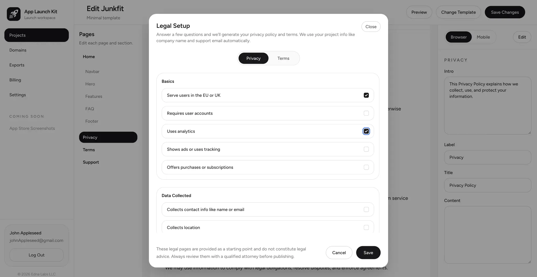 Screenshot 1 of App Launch Kit