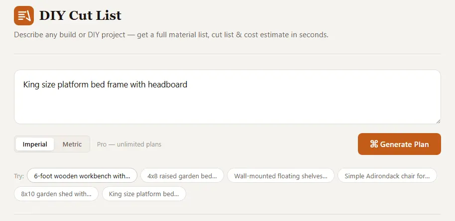 Screenshot 1 of DIY Cut List