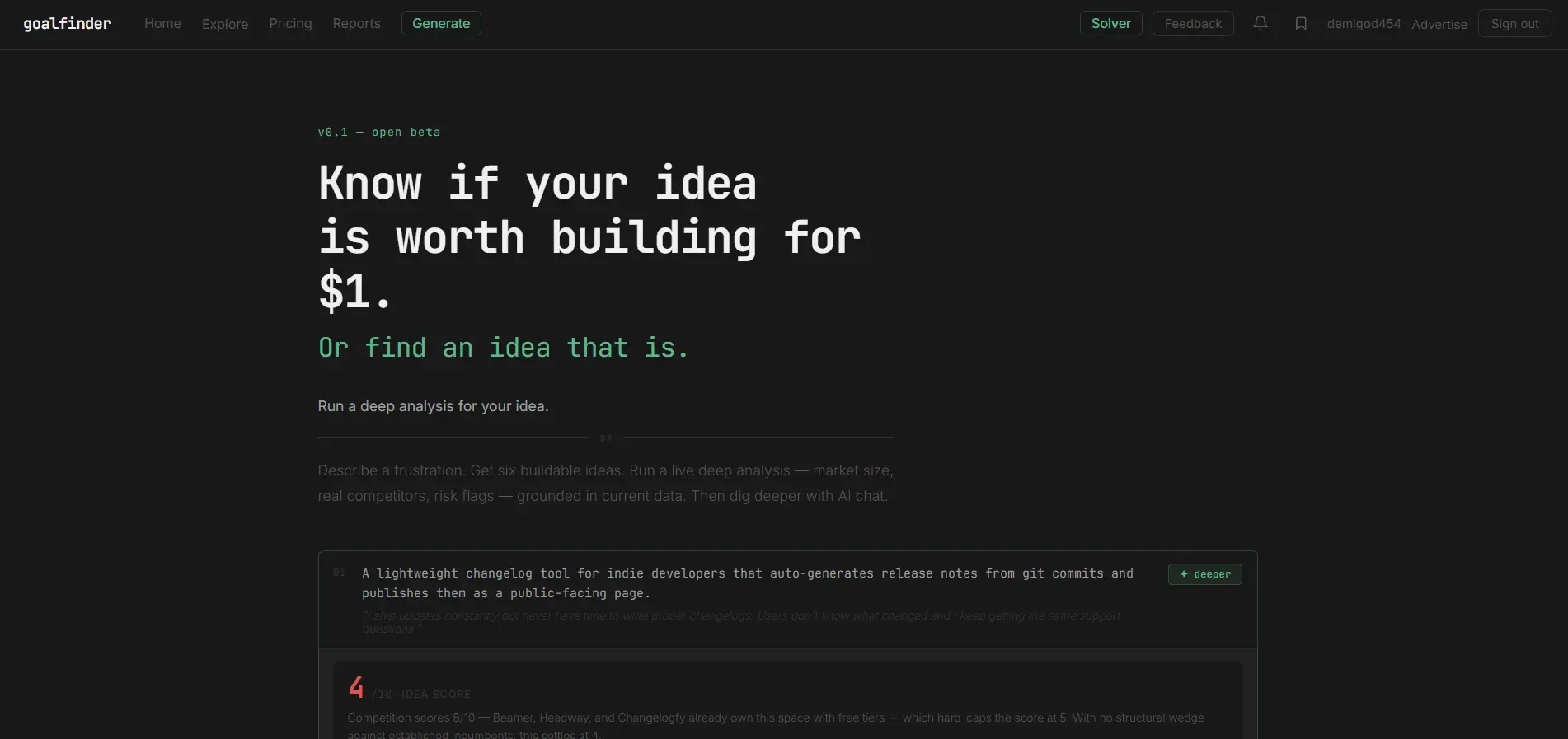 Screenshot 1 of Goalfinder