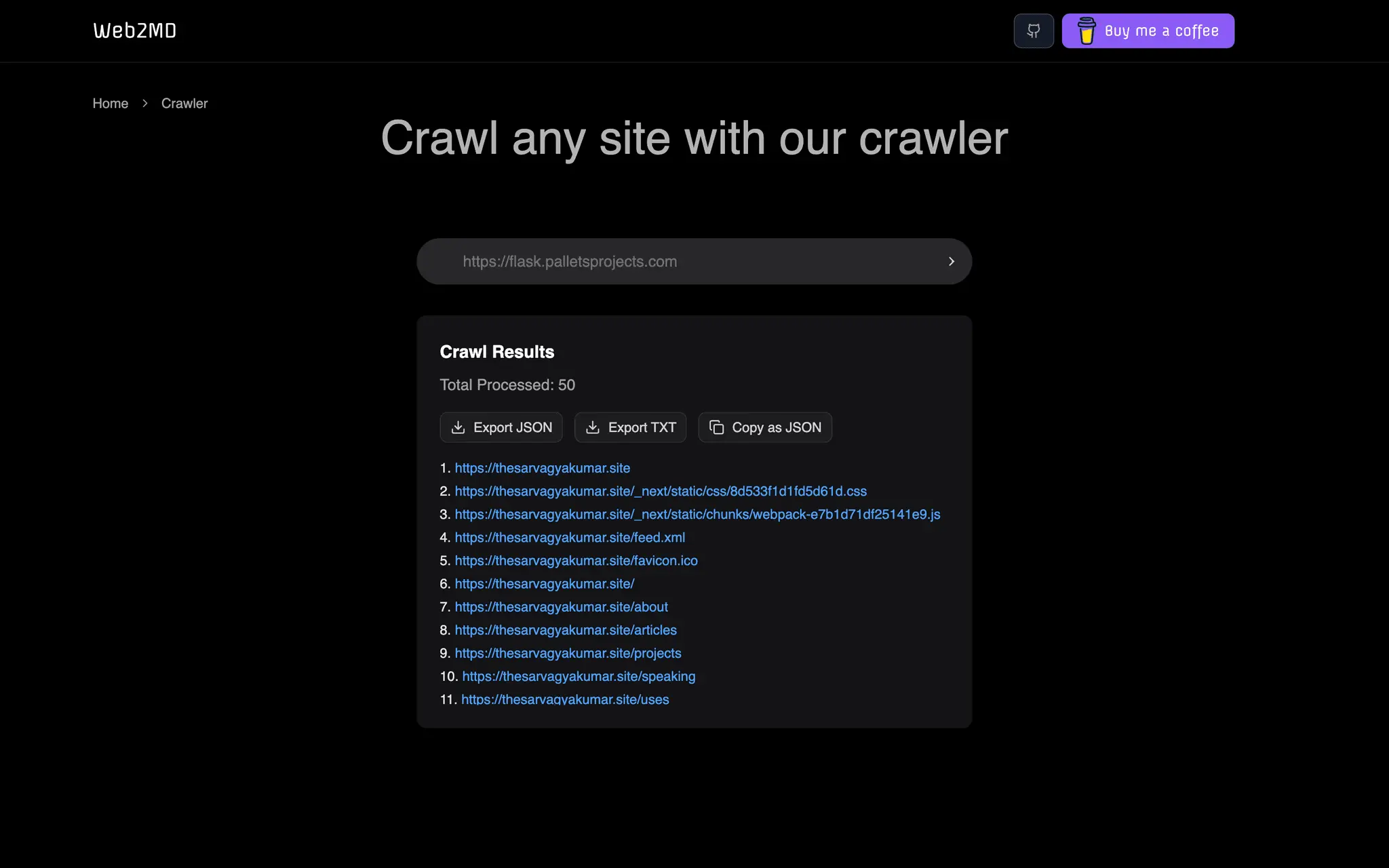 Screenshot 1 of web2md