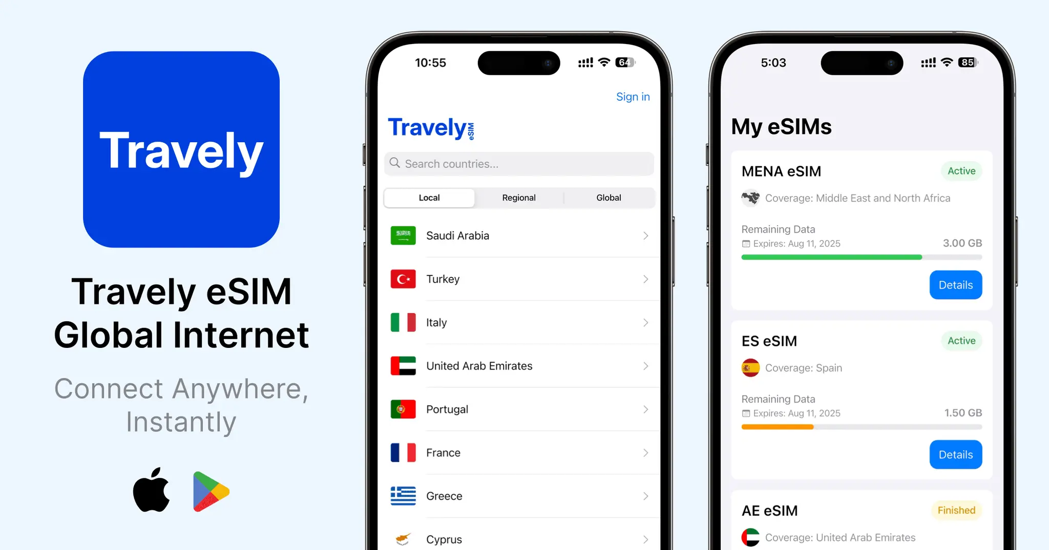 Screenshot 1 of Travely eSIM: International Data