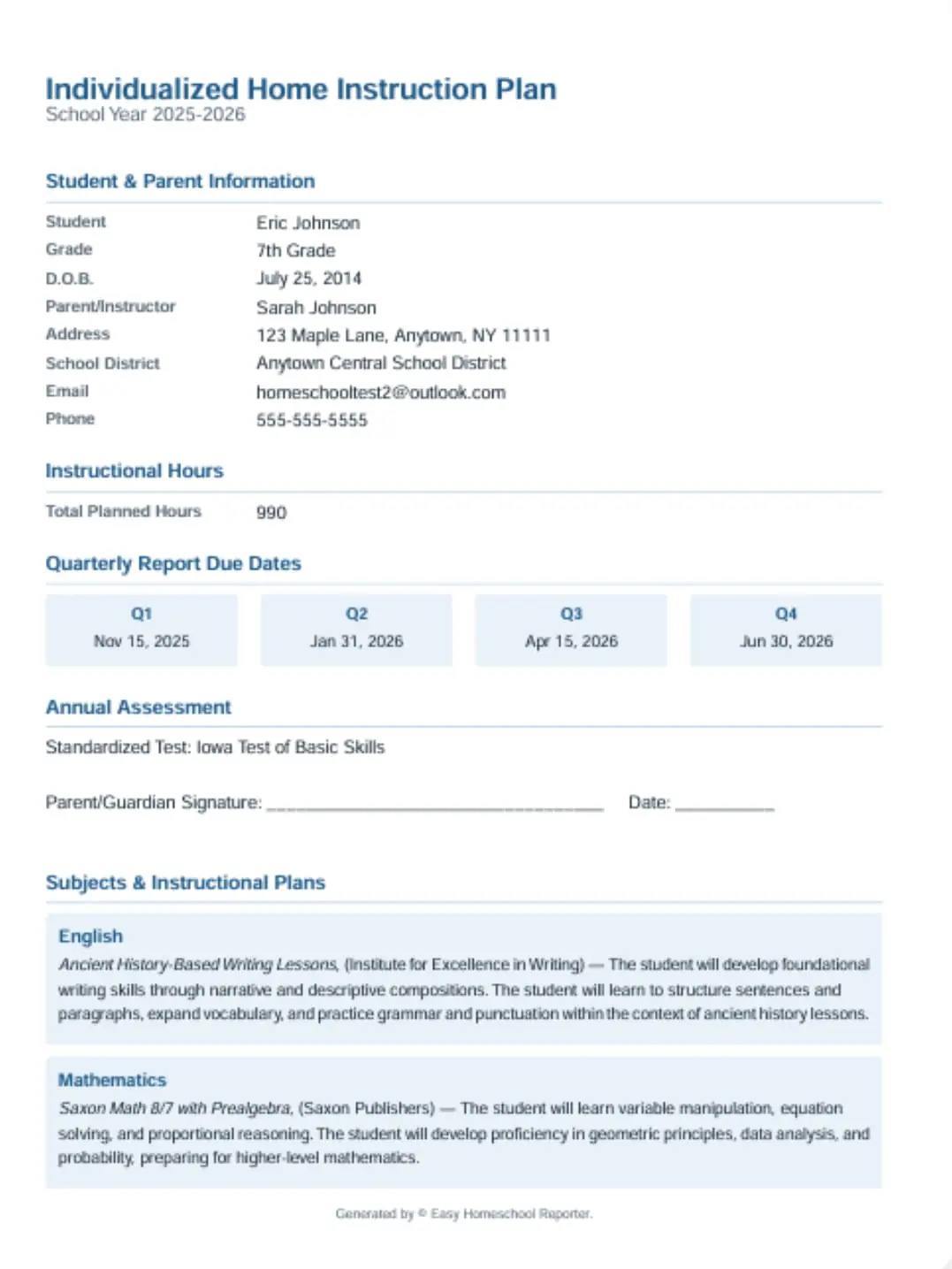 Screenshot 4 of Easy Homeschool Reporter