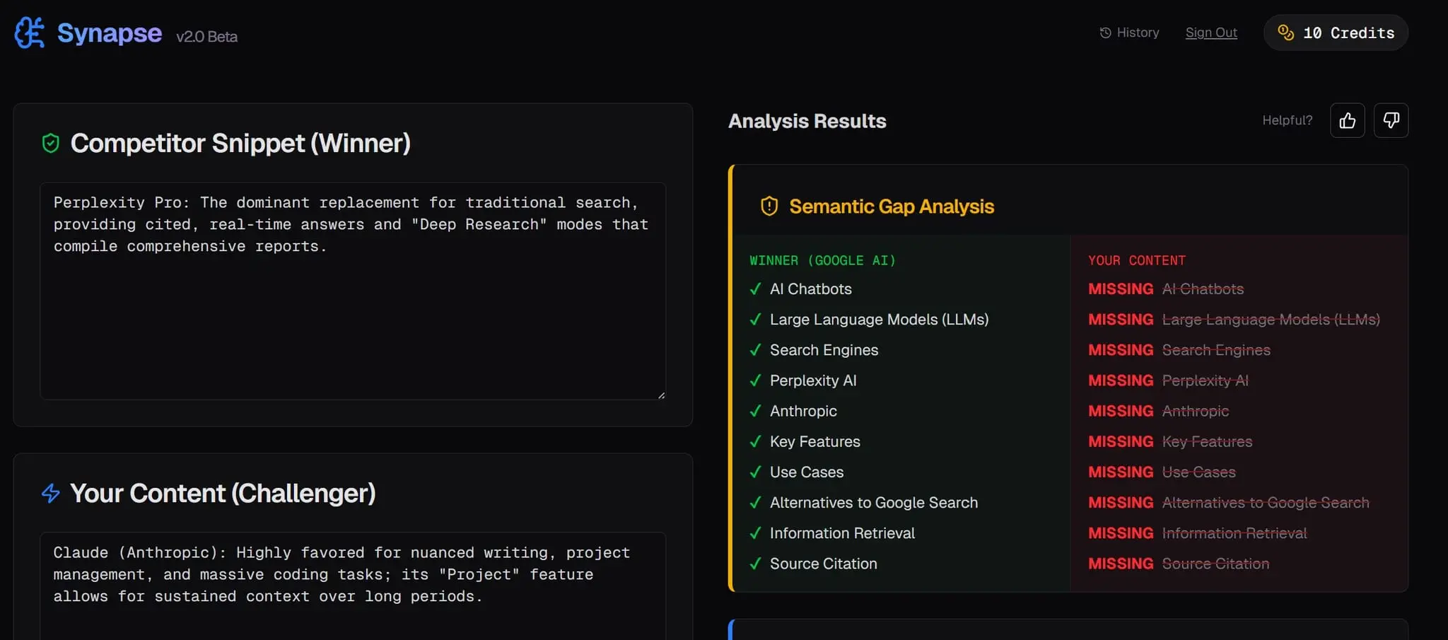 Screenshot 4 of Synapse SEO — AI Content Gap Analyzer