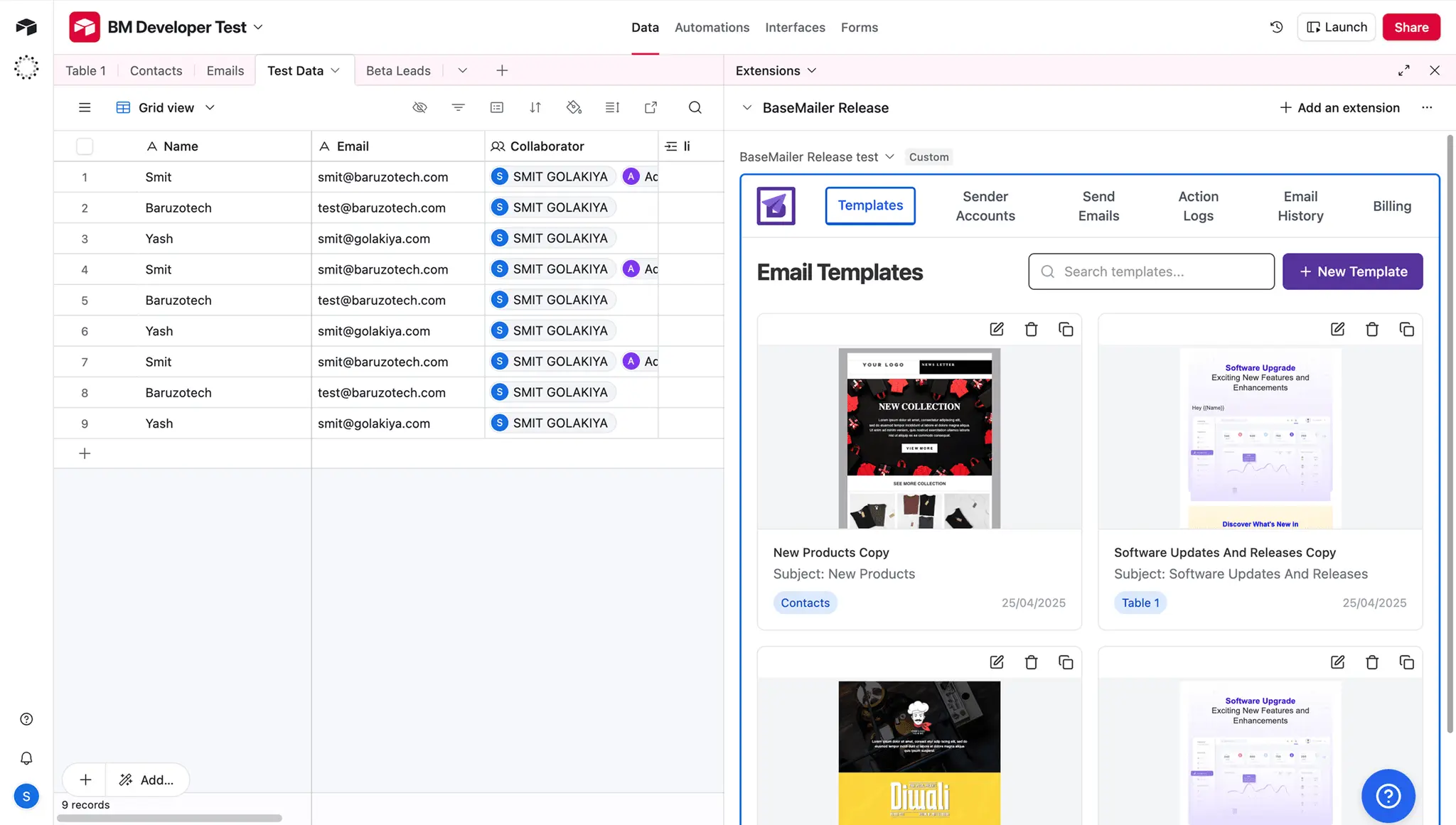 Screenshot 2 of Basemailer Airtable Email Automation
