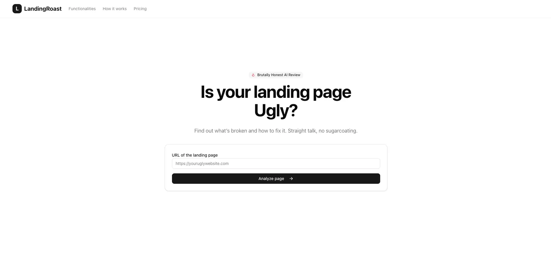 Screenshot 1 of LandingRoast - AI Landing Page Roaster