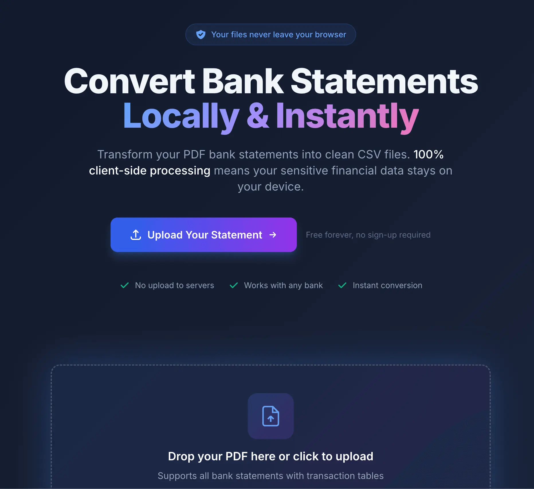 Screenshot 1 of Local Bank Statement Converter
