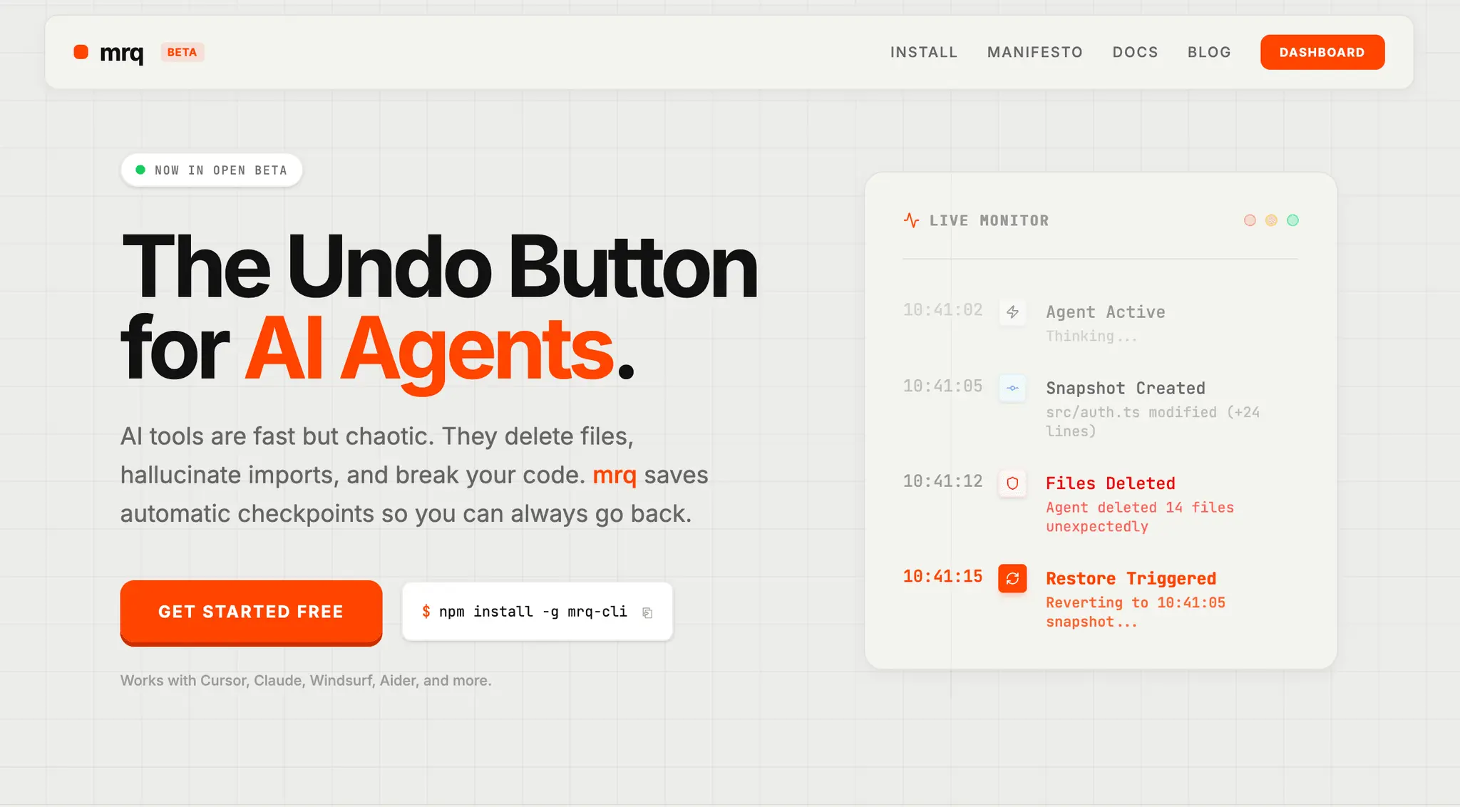 Screenshot 1 of mrq | the undo button for ai