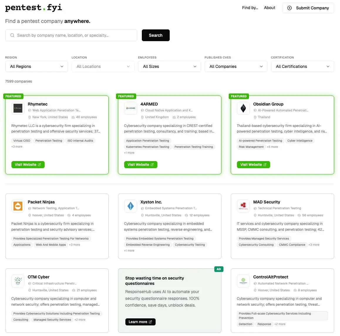 Screenshot 1 of Pentest.fyi