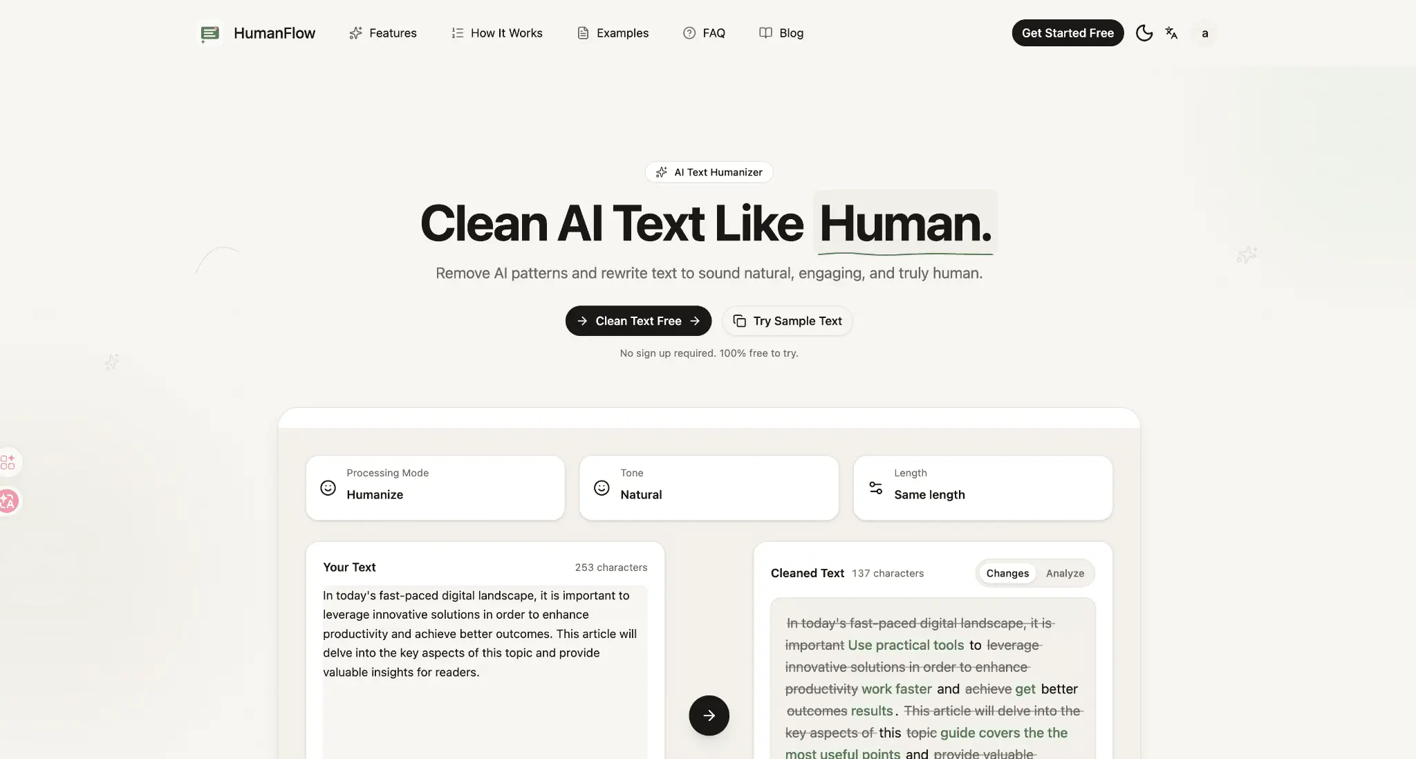 Screenshot 1 of AI Text Cleaner HumanFlow