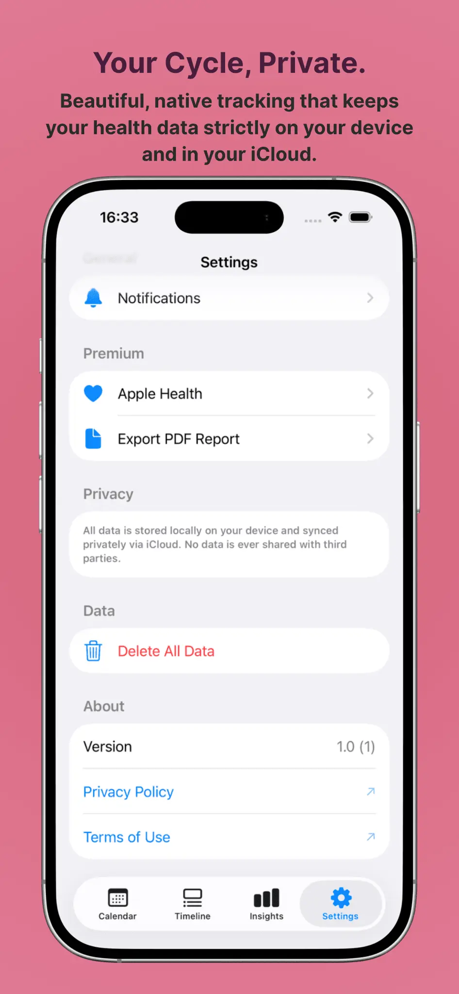 Screenshot 1 of Aura Period Tracker