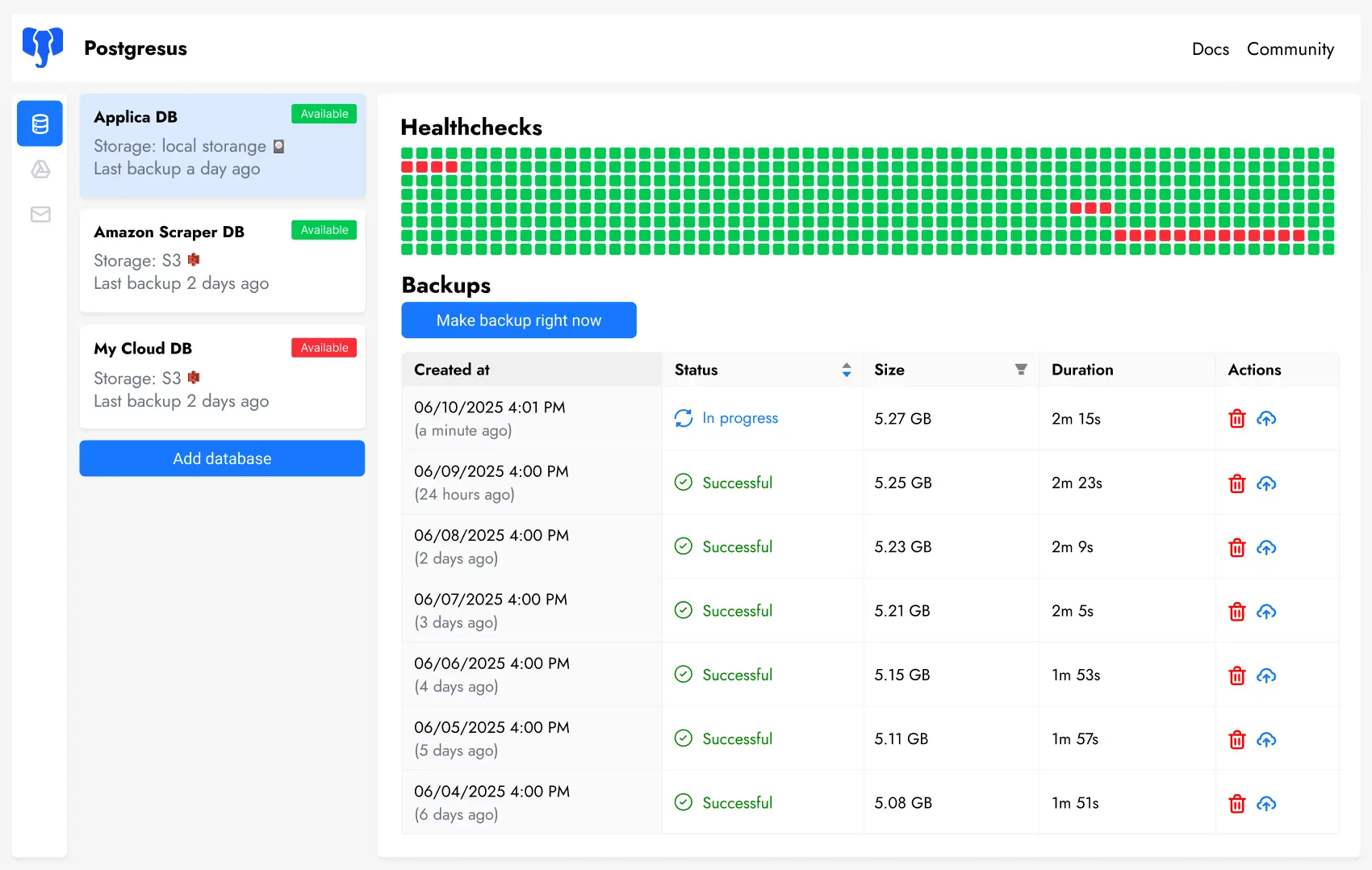 Screenshot 1 of Postgresus
