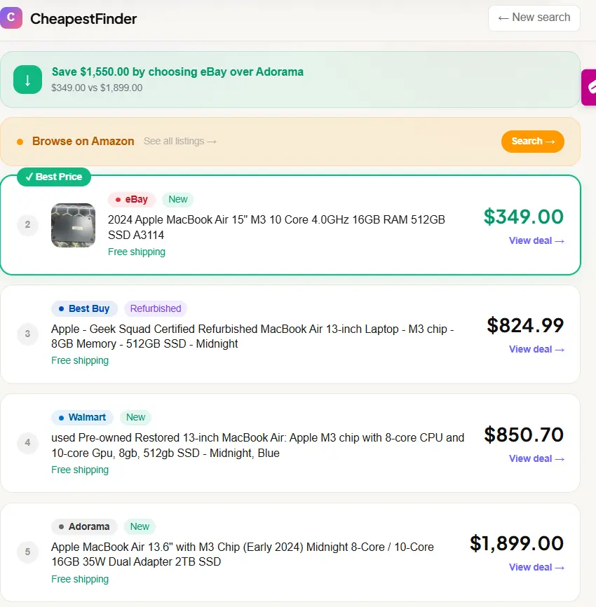 Screenshot 2 of CheapestFinder