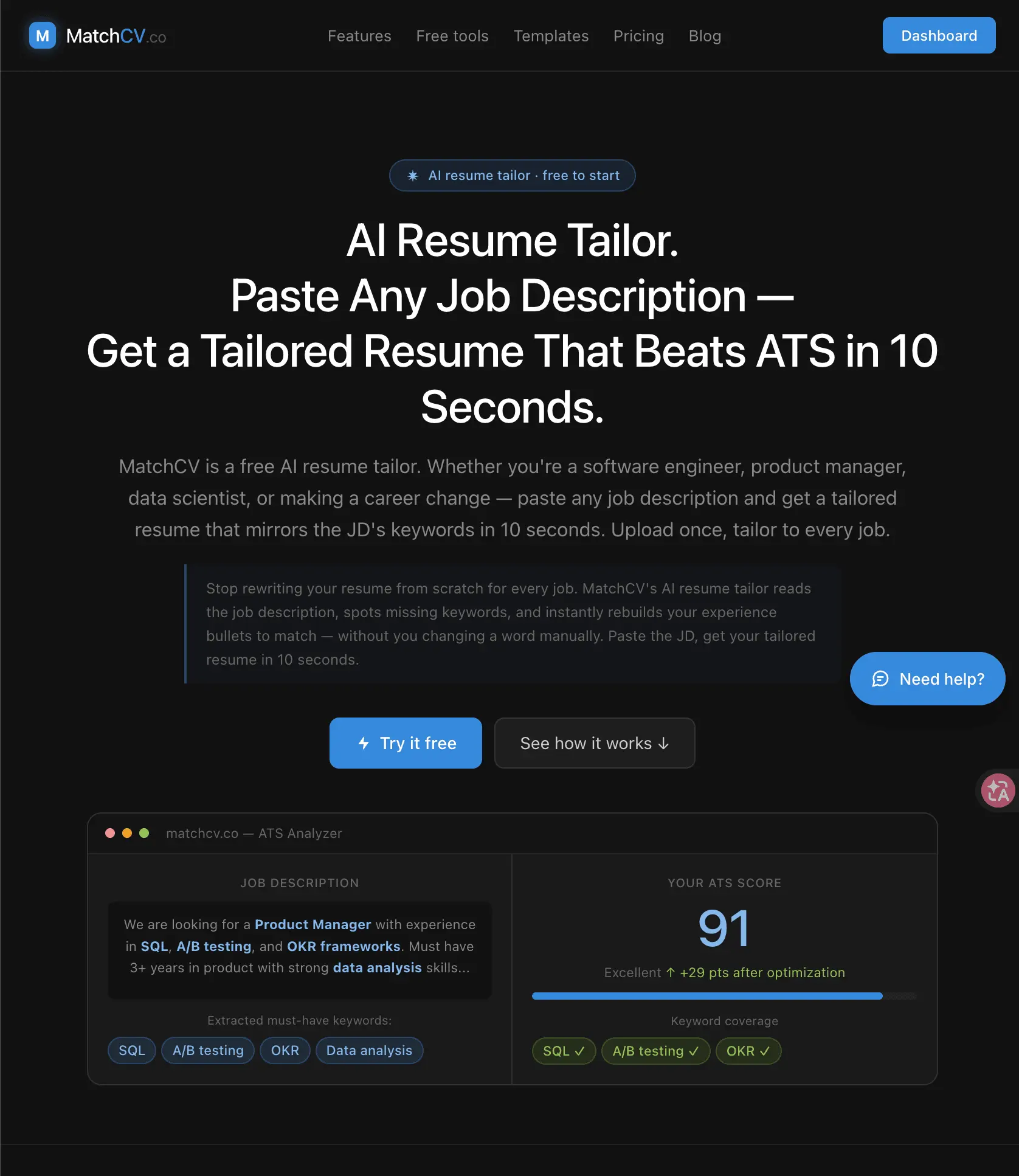 Screenshot 1 of MatchCV: AI Resume Tailor