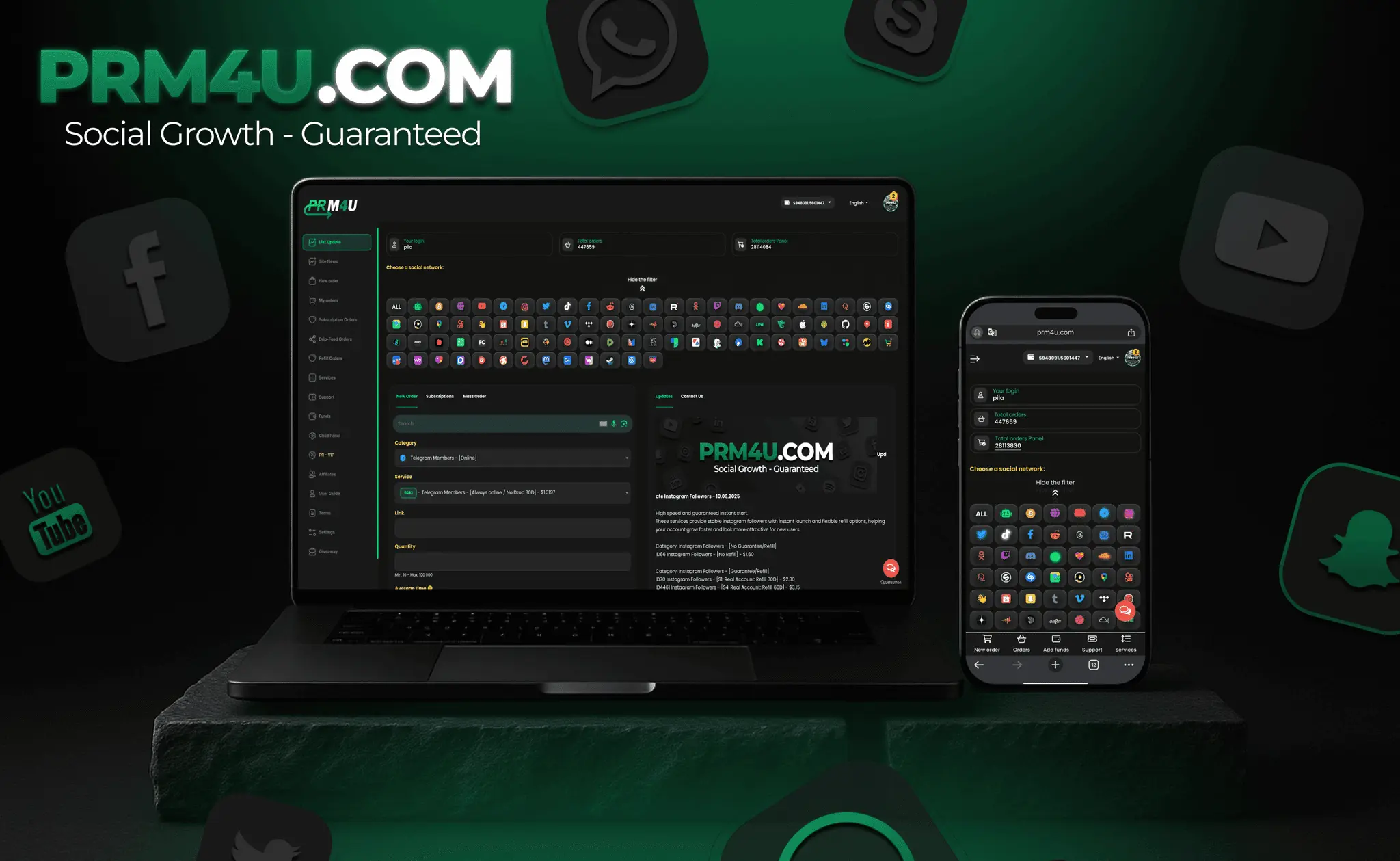 Screenshot 1 of PRM4U SMM Panel