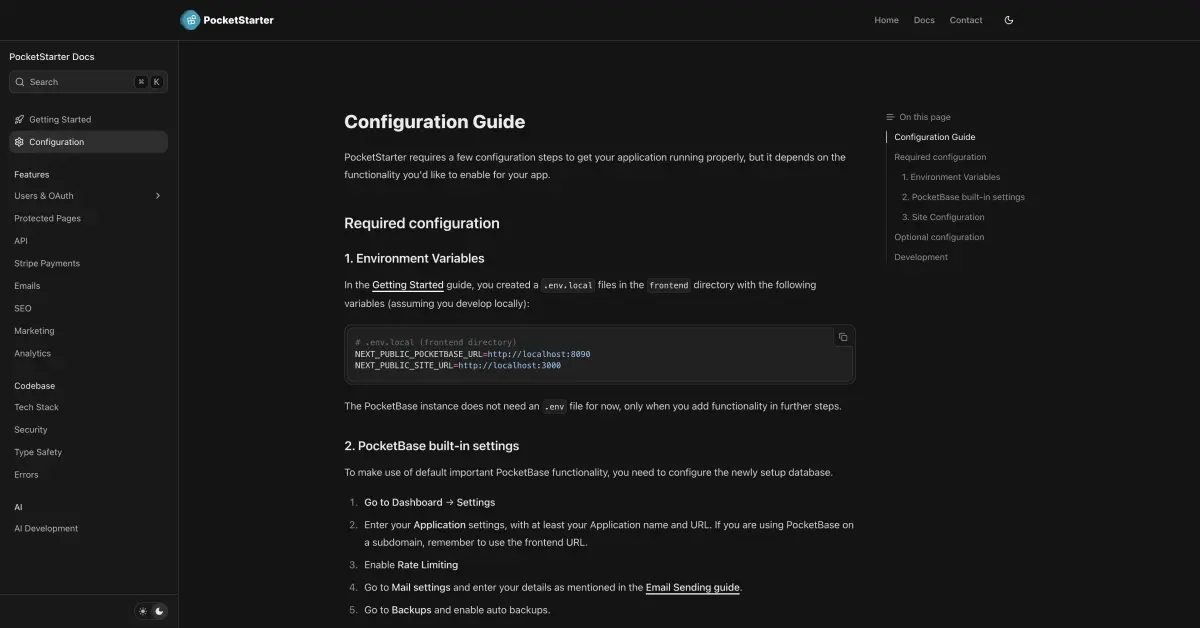 Screenshot 1 of PocketStarter: a PocketBase boilerplate