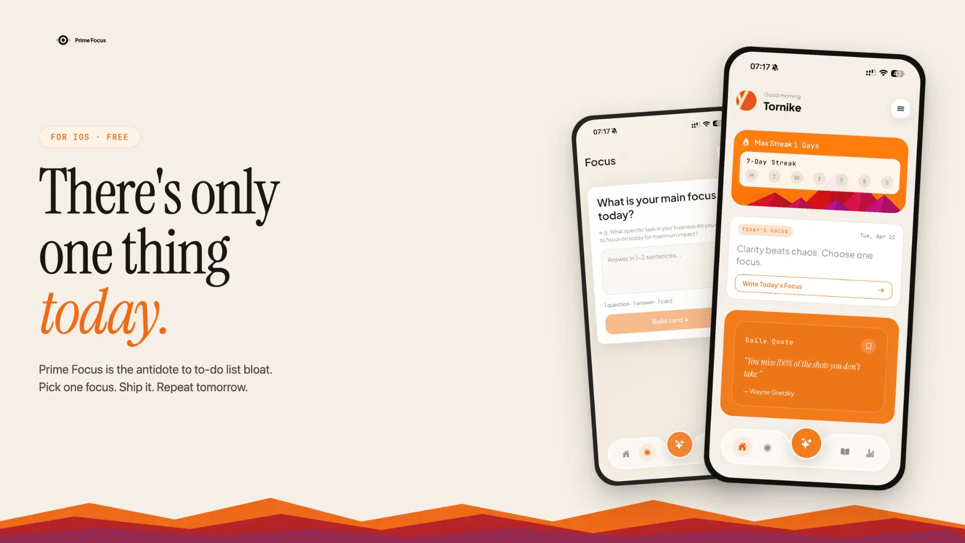 Screenshot 1 of Prime Focus: One Task Daily