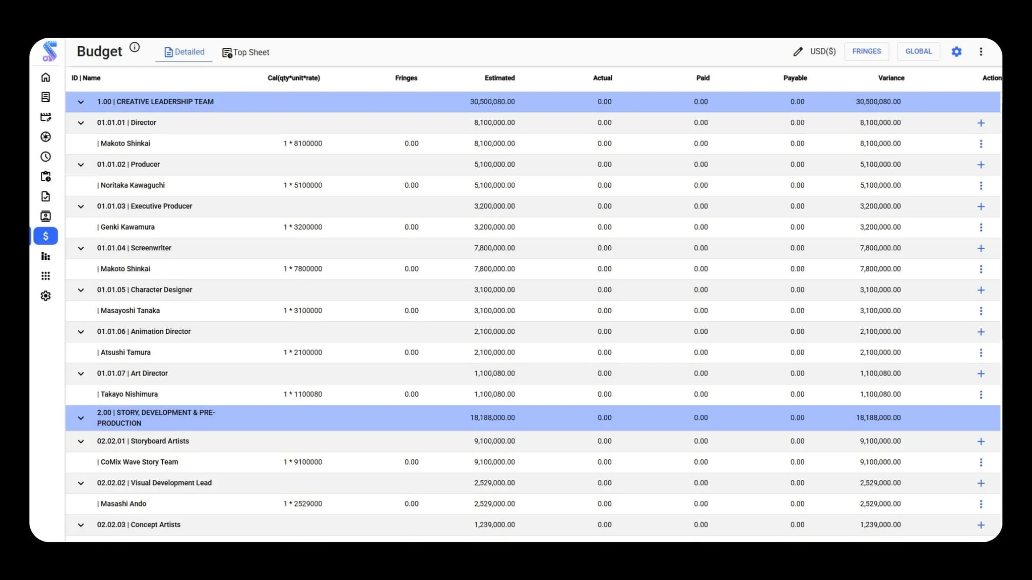 Screenshot 4 of Movie Budgeting Software | Studiovity