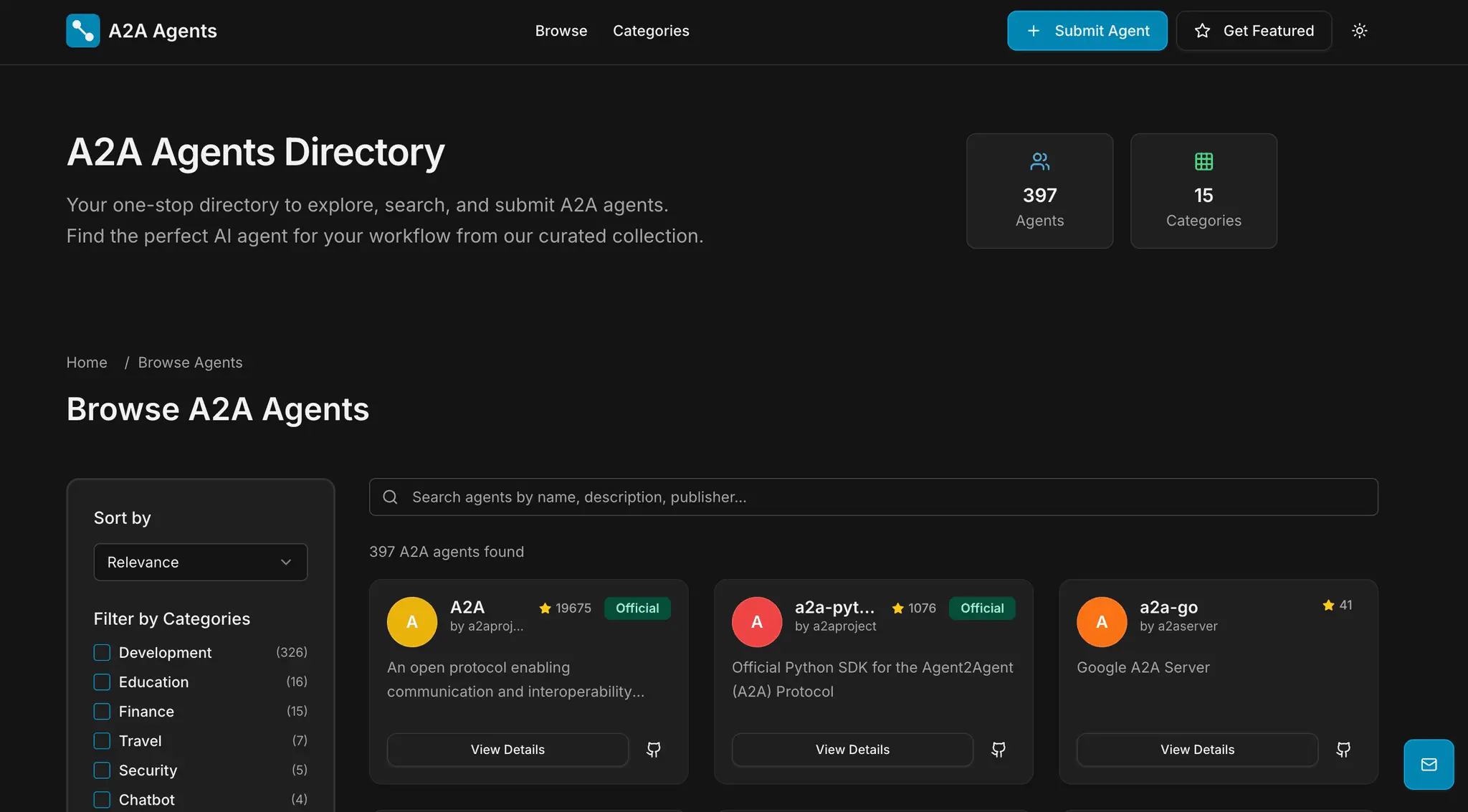 Screenshot 2 of A2A Agents Directory