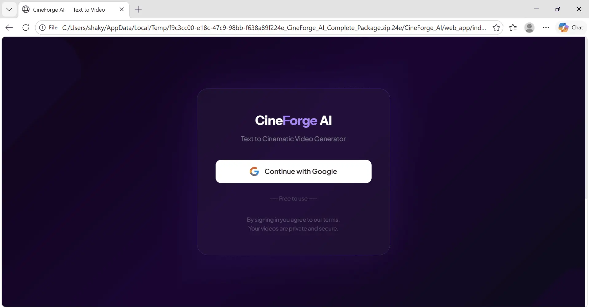 Screenshot 1 of CineForge AI