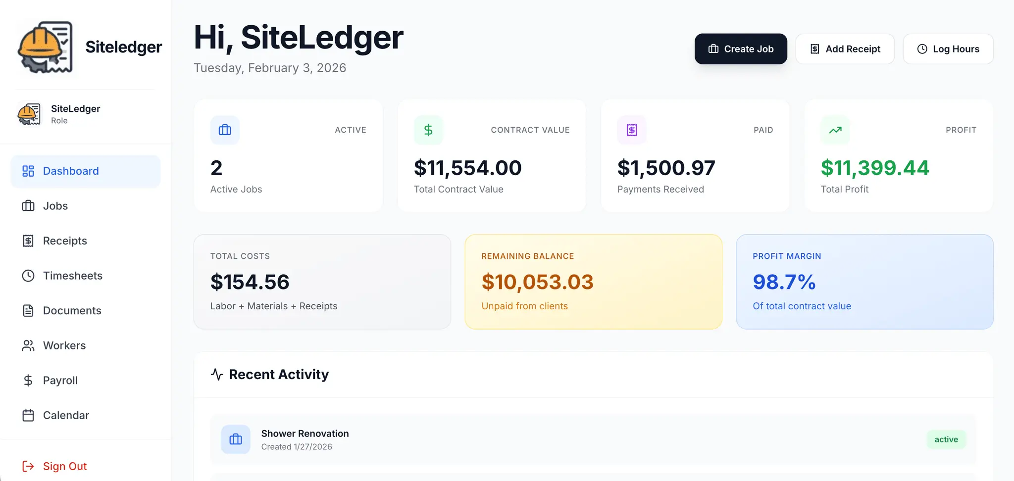 Screenshot 1 of SiteLedger