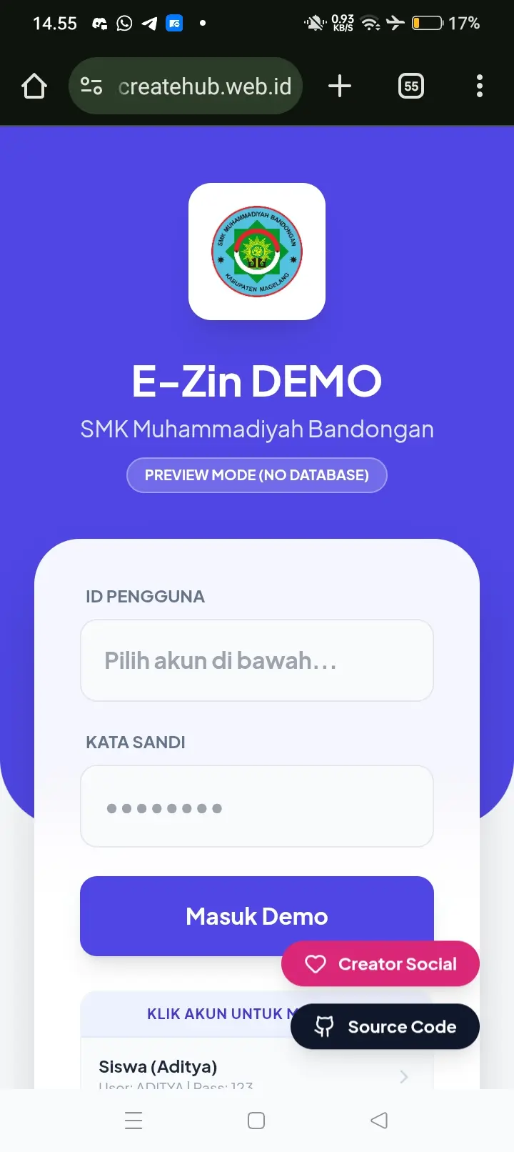 Screenshot 1 of E-Izin SMK Muhammadiyah Bandongan.