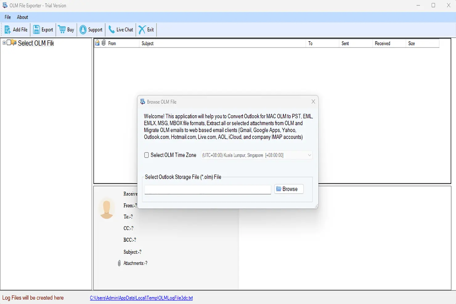 Screenshot 1 of Softaken OLM to PST Converter