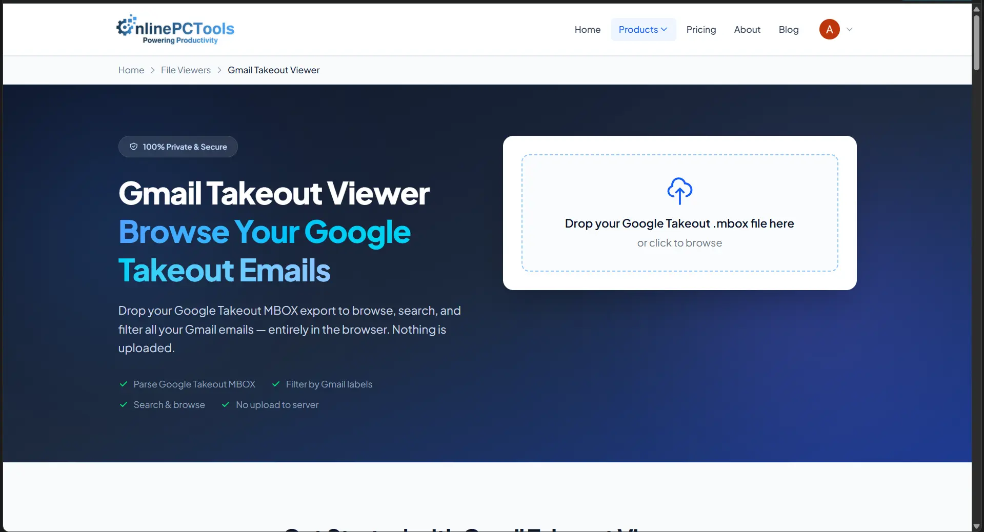 Screenshot 2 of Gmail Takeout Viewer By OnlinePCTools