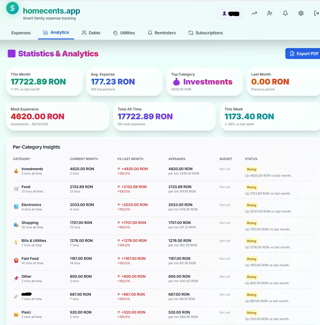 Screenshot 3 of homecents.app - amily Expense Tracker