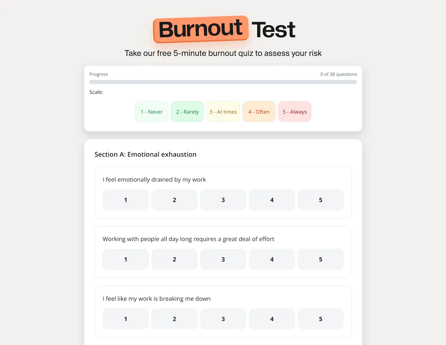 Screenshot 1 of TripleTen Burnout Test