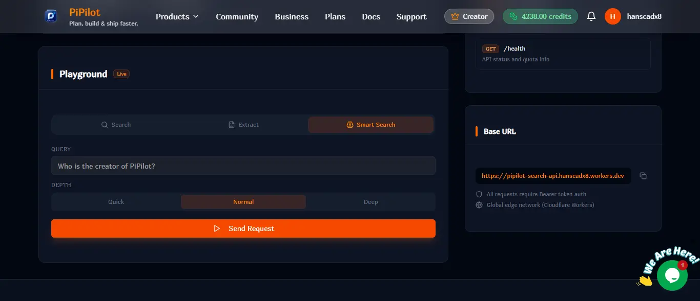 Screenshot 2 of PiPilot Search API