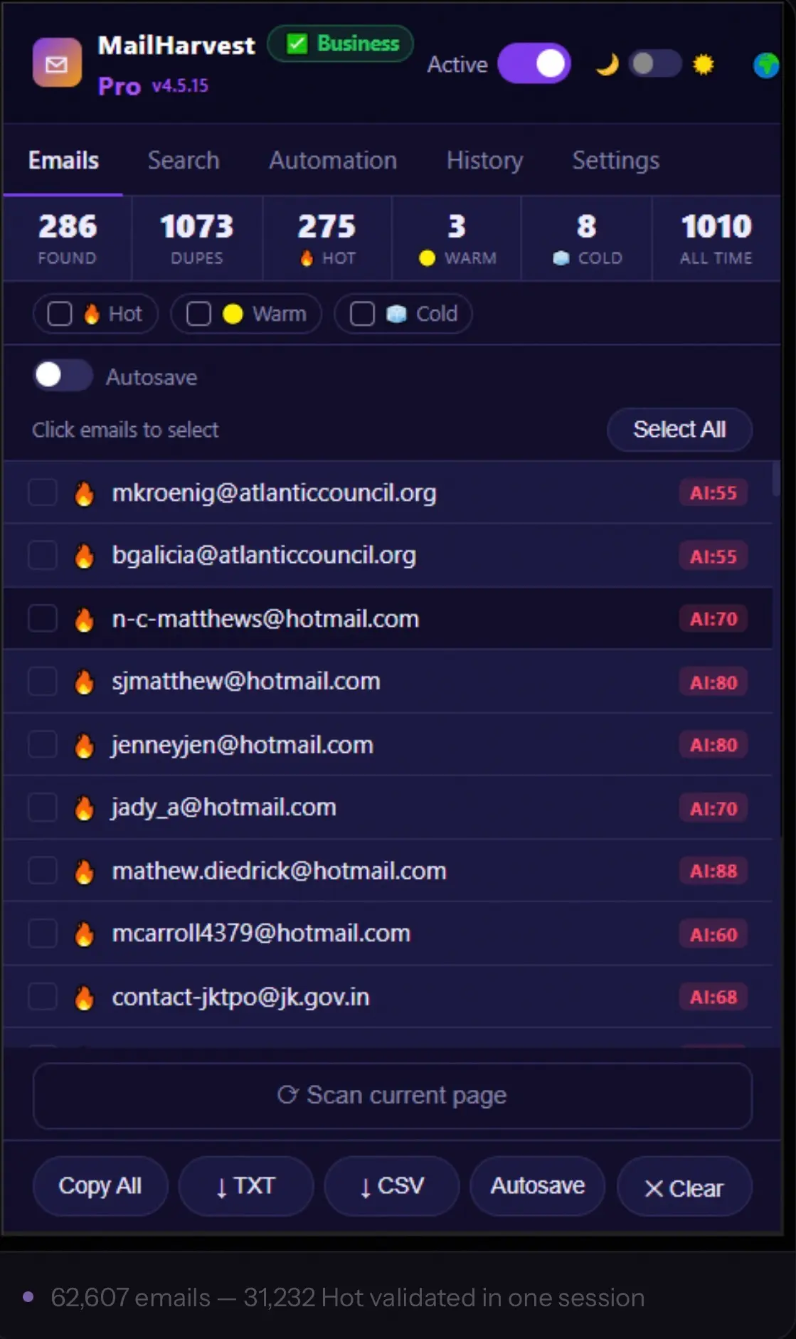 Screenshot 1 of MailHarvest Pro