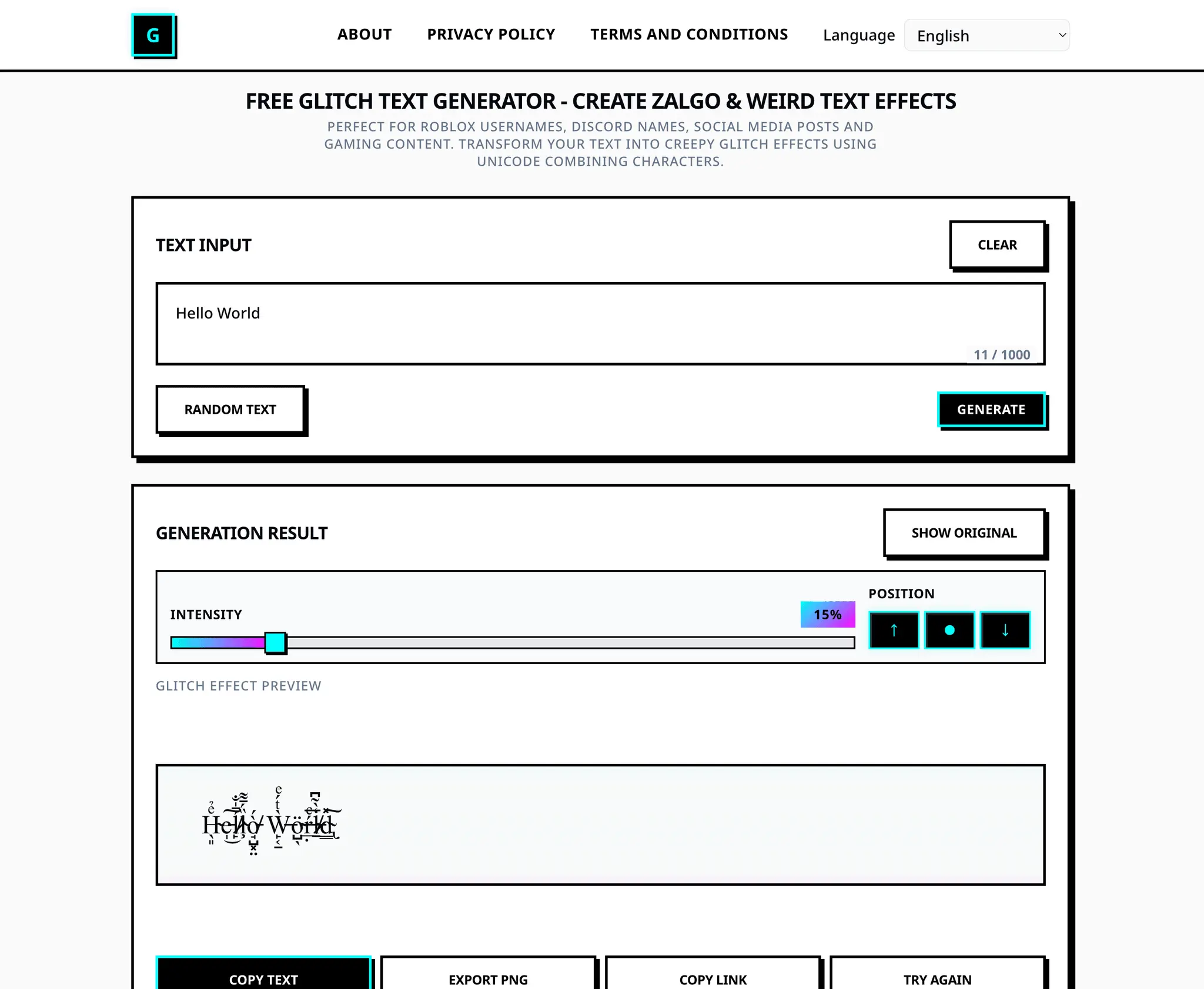 Screenshot 2 of GlitchText.cool