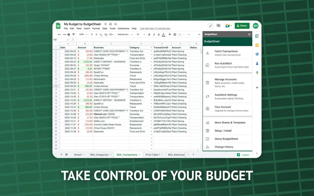 Screenshot 1 of BudgetSheet