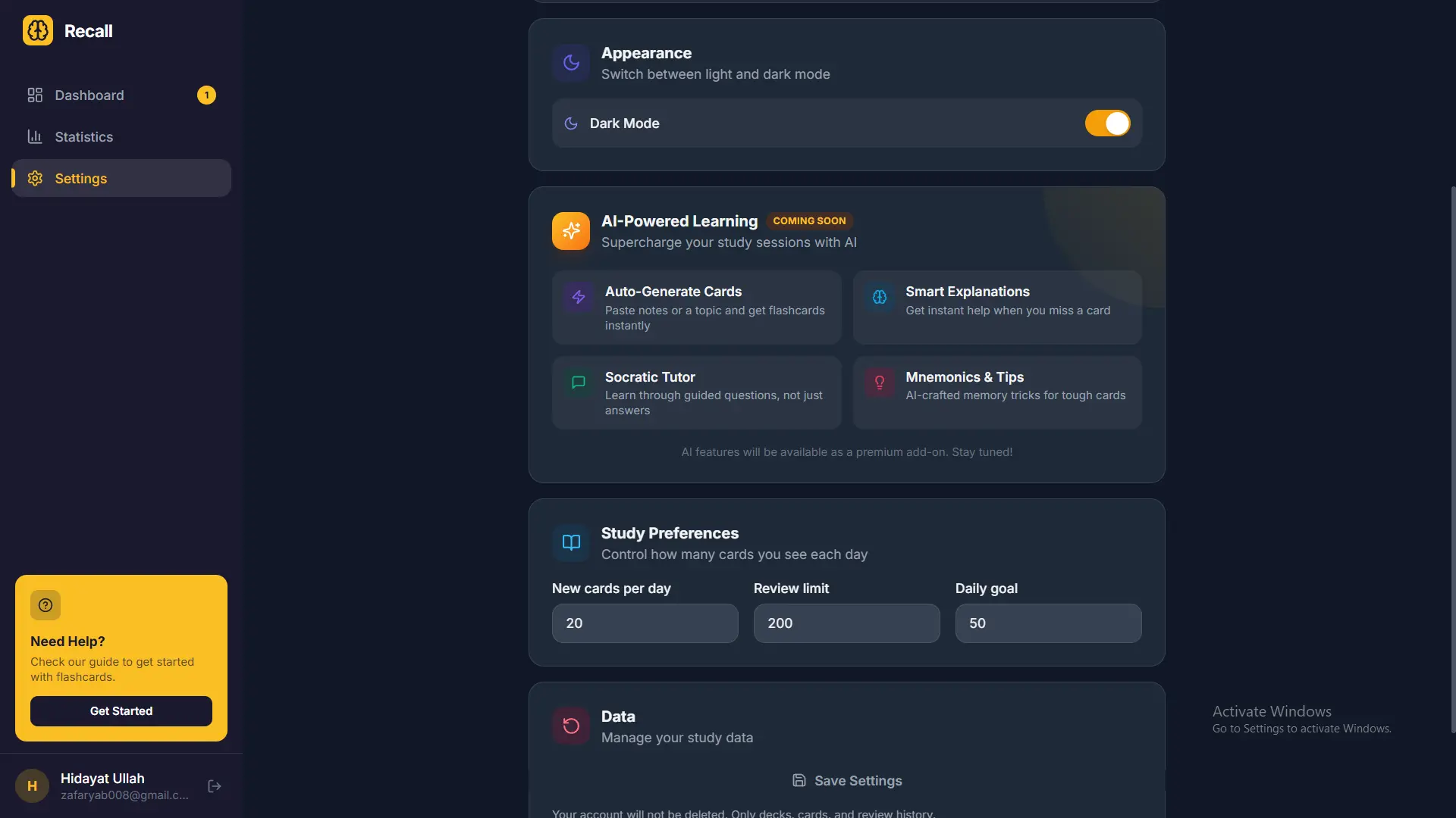 Screenshot 4 of Recall — Smart Flashcards