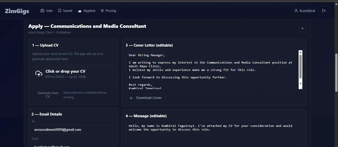 Screenshot 2 of ZimGigs