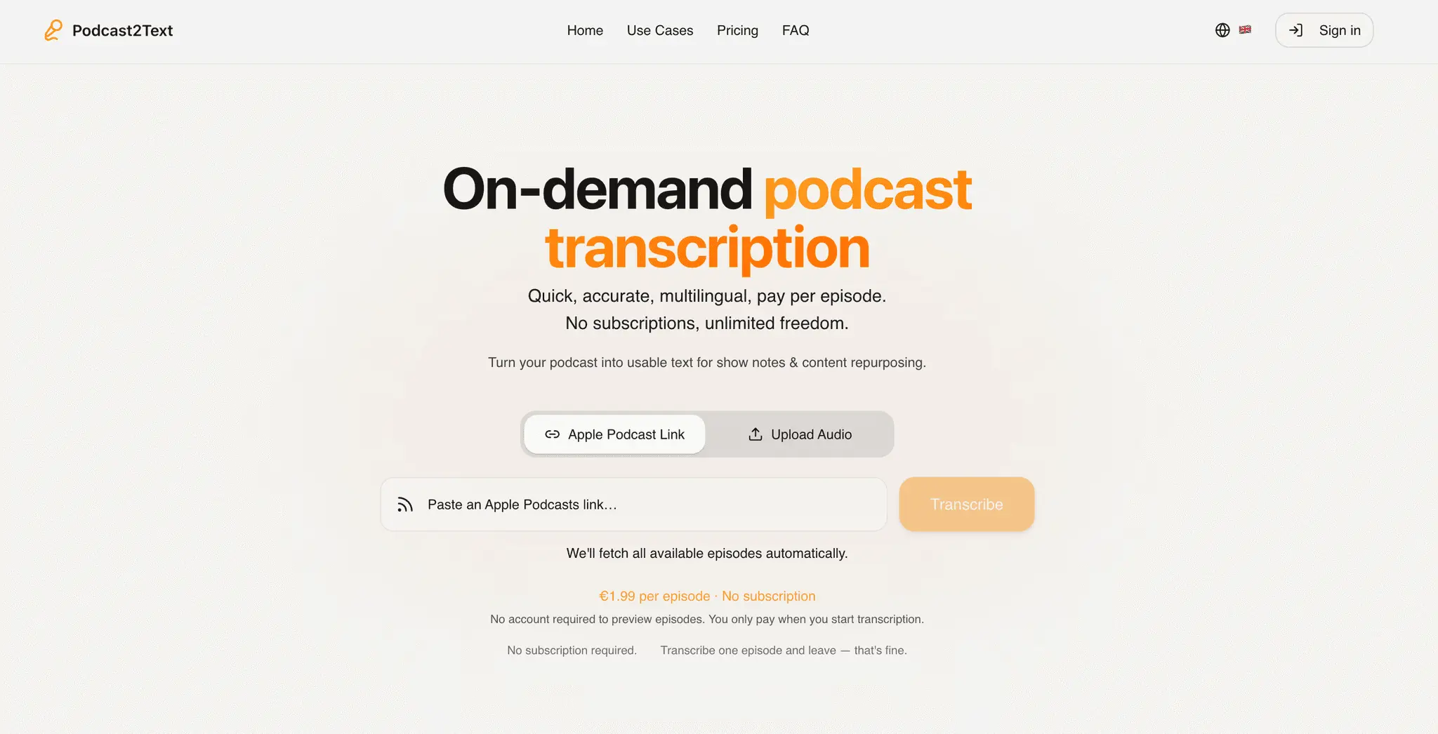 Screenshot 2 of Podcast2Text