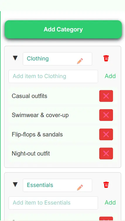 Screenshot 2 of Travel checklist PDF Generator