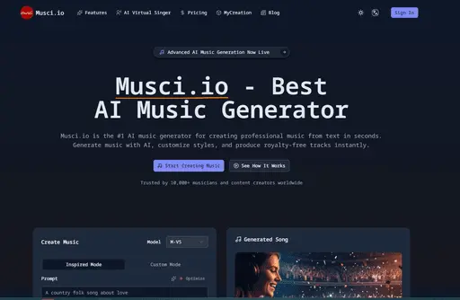 Musci.io - Best AI Music Generator | Cre logo