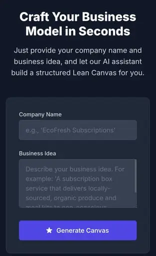 Lean Canvas Generator