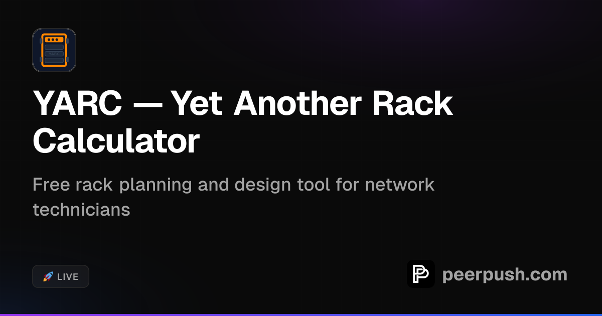 YARC - Rack Planning and Cable Inventory Tool | PeerPush